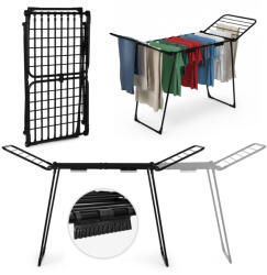 ModernHome Ruhaszárító, ModernHome BJ-1938, fekete, 27 m szárítási terület, teleszkópos, összecsukható, csipesztartóval, 23 kg teherbírás, 60 cm szélesség (TF5039) Ruhaszárító