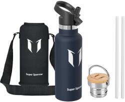 Super Sparrow Rozsdamentes Acél Termosz Kulacs 500 ml, Szivárgásmentes, BPA-mentes, Gyerek és Sport Vizes Palack, Szénsavas Italokhoz is
