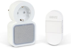 Delight Digitális elem- és vezeték nélküli csengő - Kinetic - 220-240V AC aljzat - fehér - kék LED (55338)