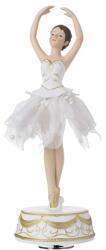  Dekoráció balerina forgó, zenélő poly 35x14cm fehér/arany