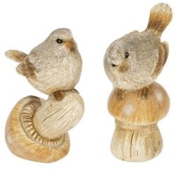  Dekoráció madár gombán poly 5, 5x3, 5x7, 2 cm barna, fehér 2 féle 1db, figura nem választható (MX232982-3A)