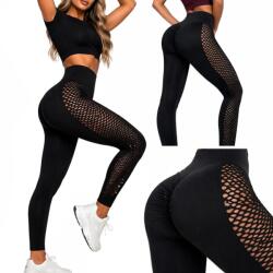 VG Női push-up magas derekú has és fenék formáló fitnesz leggings L/XL, fekete 14673 (14673_CZ_L/XL)