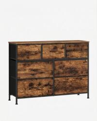  Comoda cu sertare textile TORVANI, rustic maro/negru Comoda