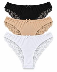 Namaldi csipkés női tanga 3 db-os csomag - 90% pamut - S-M / L-XL