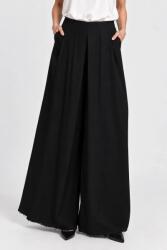 Shopika Pantaloni palazzo din vascoza cu pliuri suprapuse si tiv franjurat, negru S/M