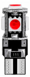  LED izzó 12V T10 5SMD LED piros CANBUS