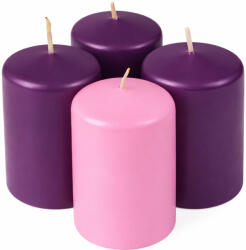 Valex Decor Adventi henger gyertya készlet, 8 x 5cm - Matt 3 sötétlila, 1 rózsaszín (BRS-32)