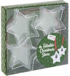 Grafix Set 4 ornamente brad transparente personalizabile 8 cm Grafix GR1006KGE (Culoare: Stelute) Decoratiune camera copii