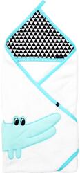 Womar Zaffiro Prosop de baie cu broderie Crocodil 80x80 Womar Zaffiro AN-ZC-80 (Culoare: Alb/Negru/Turcoaz) Prosop