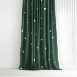 Goldea draperie de crăciun din 100% bumbac - steluțe pe verde închis 180x150 cm