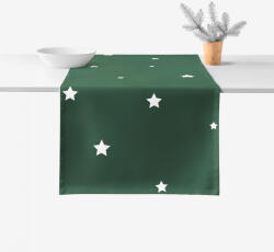 Goldea napron de masă de crăciun 100% bumbac - steluțe pe verde închis 50x120 cm Fata de masa