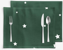 Goldea suporturi farfurii de crăciun 100% bumbac - steluțe pe verde închis - 2 buc 30 x 40 cm Fata de masa