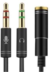 PadForce Cablu splitter audio PadForce, Jack 3.5mm mama la 2 x Jack 3.5mm tata, Lungime 0.3m - Negru