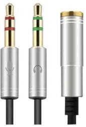 PadForce Cablu splitter audio PadForce, Jack 3.5mm mama la 2 x Jack 3.5mm tata, Lungime 0.3m - Argintiu