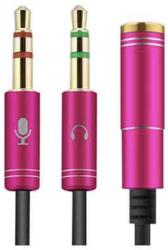 PadForce Cablu splitter audio PadForce, Jack 3.5mm mama la 2 x Jack 3.5mm tata, Lungime 0.3m - Roz