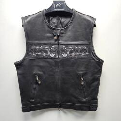 ROADER Vesta moto de piele SKULL BLACK
