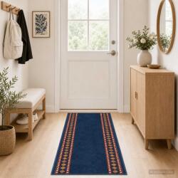 vidaXL Килим с пътека FLORNES Тъкан Синьо 80 x 350 cm ПП 7 mm (42057265)