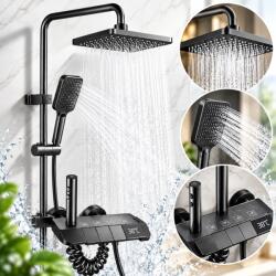 Alista Home Coloana de Dus Alista Home® ATID, Metal, 3 Functii, Efect Ploaie, Para Patrata, Negru (AT1CT-IM1P-RS1S-OD/95510)
