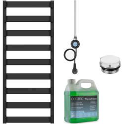 Cerano - Adriano fürdőszobai elektromos radiátor szett - WIFI - 600W - matt fekete - 1200x500 mm (CER-594574)
