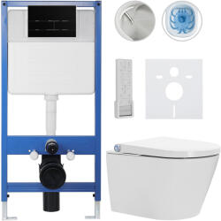 Cerano - Komplett WC-szett Profi/Cronus Pro - fényes fehér - Line WC-nyomólap/fényes fekete - előfalas szerelés - 59, 3x38, 4 cm (CER-531150)