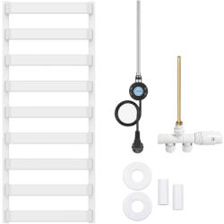 Cerano - Adriano fürdőszobai radiátorkészlet - kombinált fűtés, Wi-Fi-s fűtőpatron - oldalsó egy pontos csatlakozás - 300W - matt fehér - 1200x500 mm (CER-012236)