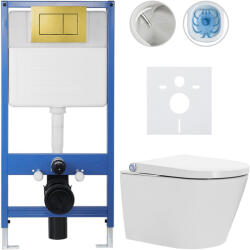 Cerano - Komplett WC szett Profi/Cronus Standard - fényes fehér - WC nyomógomb Classic/Gold - falsík alatti beépítés - 59, 3x38, 4 cm (CER-097323)