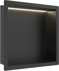 CERANO - Süllyesztett polc/falfülke burkolatba LED-világítással - matt fekete - 30x30x10 cm (CER-002626)