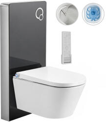 Cerano - Modul/Cronus Pro fali WC bidével - fényes fehér / matt fekete - integrált WC-öblítőgomb - pneumatikus modul - 59, 3x38, 4 cm (CER-699119)