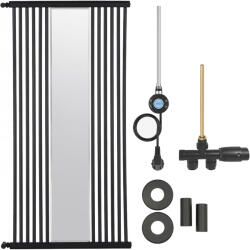 Cerano - Maximus fürdőszobai radiátor szett - kombinált fűtéssel, wifi rúddal - oldalsó egypontos csatlakozással - 600W - matt fekete - 1510x740 mm (CER-702008)
