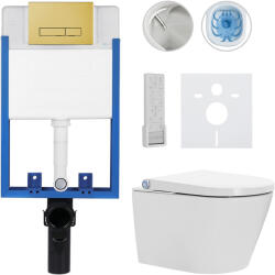 Cerano - Komplett WC szett Profi/Cronus Premium - fényes fehér - WC nyomógomb Slim/Gold - fali szereléshez - 59, 3x38, 4 cm (CER-857105)