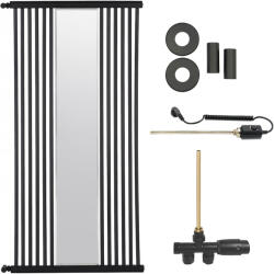 Cerano - Maximus fürdőszobai radiátor szett - kombinált fűtéssel, termosztáttal - oldalsó egypontos csatlakozással - 600W - matt fekete - 1510x740 mm (CER-711356)