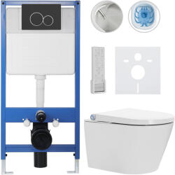 Cerano - Komplett WC-szett Profi/Cronus Pro - fényes fehér - Duo WC-nyomólap/matt fekete - falsík előtti szerelés - 59, 3x38, 4 cm (CER-495228)
