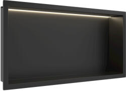 CERANO - Burkolatba süllyeszthető polc/fali fülke LED-világítással - matt fekete - 60x30x10 cm (CER-028782)