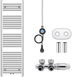 Cerano - Benito fürdőszobai radiátor szett - kombinált fűtéssel, wifi rúddal - központi csatlakozással 50 mm - 300W - króm - 1500x450 mm (CER-266930)