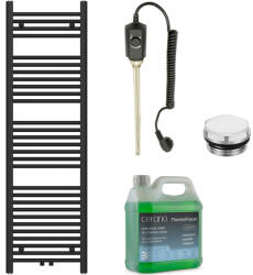 Cerano - Benito fürdőszobai elektromos radiátor szett - 600W - matt fekete - 1500x450 mm (CER-827353)