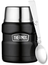 Thermos termoska na jídlo Stainless King 0, 47 l se skládací lžící a šálkem, matně černá