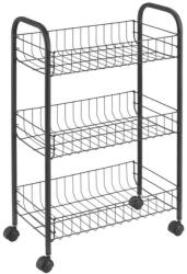 Metaltex regál 3 koše s kolečky Lugano Lava mat. černá 41 × 23 × 63 cm