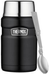 Thermos Stainless King ételtermosz, 0, 71 l + összecsukható kanál + csésze, matt fekete
