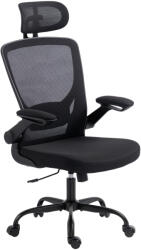 HomCom ergonomikus hálós irodai szék, állítható fejtámlával, fekete