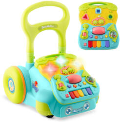 RicoKids Járássegítő és oktató tábla, Ricokids RK-744, türkiz, 2 az 1-ben, fény és hanghatások, kivehető panel, csúszásgátló és fékezhető kerekek, hangerőszabályzós, 6 hó+ (TE774401)
