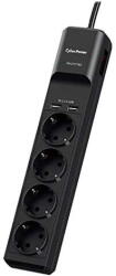 CyberPower PRELUNGITOR CYBER POWER, Schuko x 4, conectare prin Schuko (T), USB x 2, cablu 1.8 m, 10 A, protectie supratensiune, negru, "P0420SUDO-DE" (timbru verde 0.18 lei) (P0420SUD0-DE)