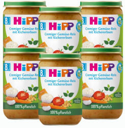 HiPP BIO Zöldségek rizzsel csicseriborsóval és borsófehérjével 8 hó+ (6x220 g) (DA61500)