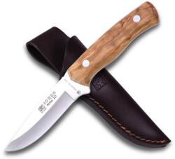 Joker Arrui CO60 Bushcraft Kés 10 cm Pengével, Olajfafogantyúval és Barna Bőrtokkal, Horgászathoz, Vadászathoz, Campinghez (CO60)