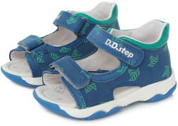 D. D. STEP Sandale băieți, deschise, velcro, bleu cu barcute, 20-31 model albastru/verde (137308)