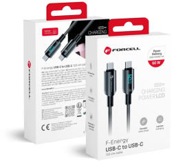  Forcell USB-C - USB-C töltő- és adatkábel PD QC4.0 60W 1.2m kijelzővel - fekete (5903396395253)