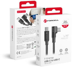  Forcell F-Energy USB-C - USB-C töltő- és adatkábel PD QC4.0 60W 1.2m - 90° csatlakozó, fekete (5903396461552)