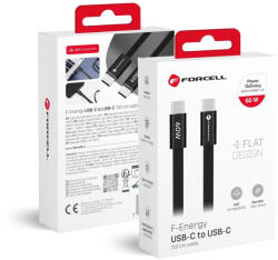  Forcell F-Energy USB-C - USB-C töltő- és adatkábel PD 60W 1.2m - lapos csatlakozós / fekete (5903396451058)