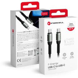  Forcell F-Energy USB-C - USB-C töltő- és adatkábel PD 100W 5A 2m - fonott fekete (5903396347757)