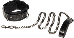 SuperLove Matrix Leather Collar & Leash 26-36cm Neck Black