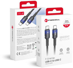  Forcell F-Energy USB-C - USB-C töltő- és adatkábel PD QC4.0 60W 1m - fonott fekete (5903396395543)